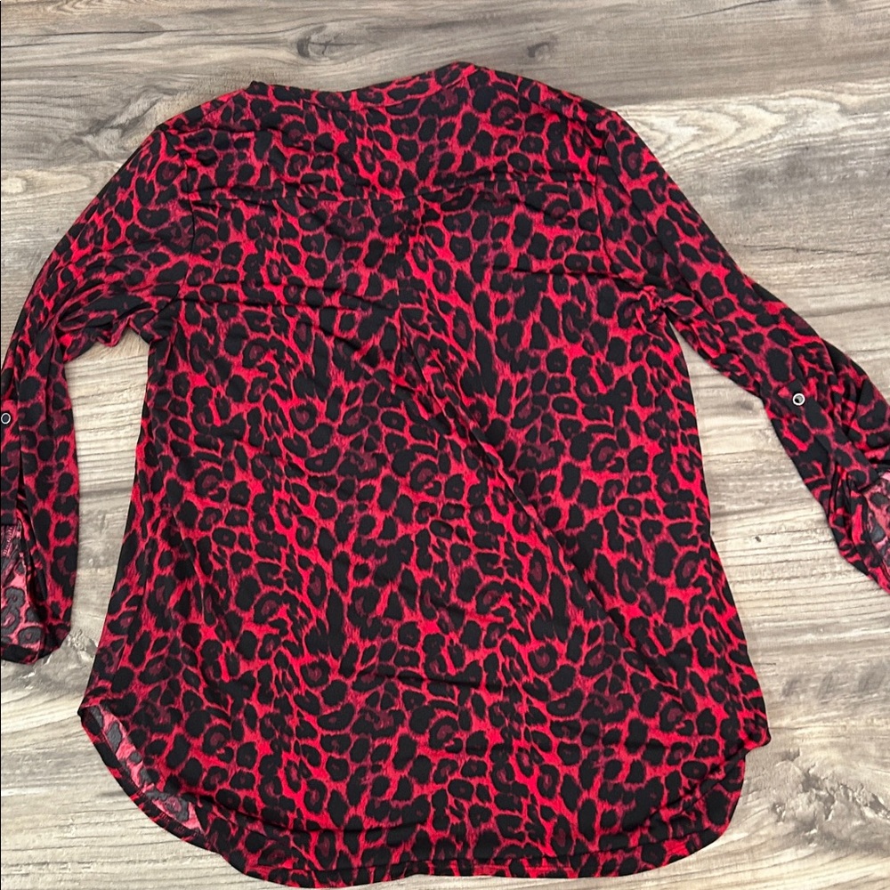 Cato Red and Black Animal Print Blouse - Picture 4 of 4